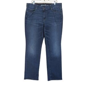Eddie Bauer Jeans Blue Denim Curvy Fit Straight Leg Dark Wash Casual Women's 18W